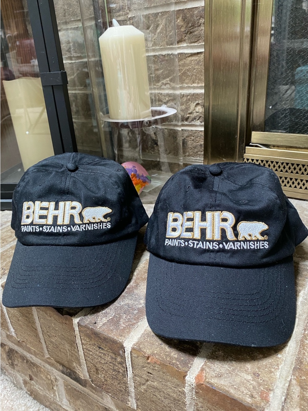 LOT (2) Painters Caps BEHR Black Logo Baseball Cap - Embroidered Paint Brand